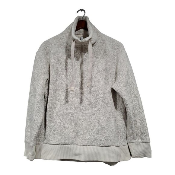 Athleta Women's Tulus Sherpa Half-Zip High Neck Pullover Sweater Cream Sz S - Picture 1 of 12